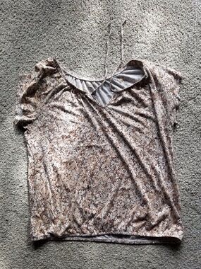 Light Brown Floral Short Sleeve Women's Top
